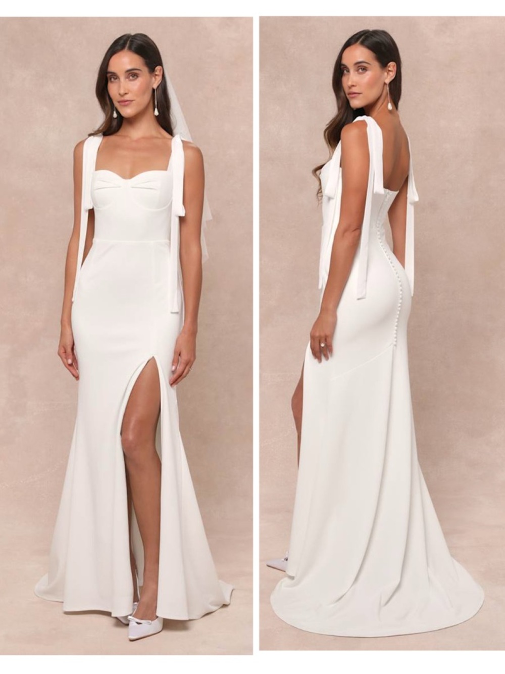 Lulus Splendid Love White Bustier Tie-Strap Mermaid Maxi Dress Size Medium Bride